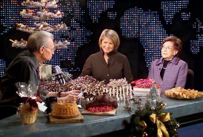 CNN's Larry King interviews Martha Stewart and her mother, Martha Kostyra (right), during a taping of Larry King Live in 2003. 