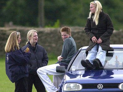 392696 01: Britain''s Prince Harry spends time with three female friends including Sasha Walpole June 9, 2001 at the Beaufort Polo Club near Tetbury in Gloucestershire, England. (Photo by UK Press/Getty Images)