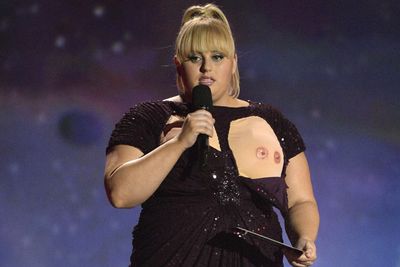 Rebel Wilson's straight-faced double nipple slip was one of the highlights of the MTV Movie Awards in April. If only those nipples were real!