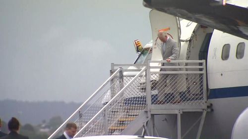 Prince Charles and Camilla have arrived after spending a few days in Gundagai in regional NSW. (9NEWS)