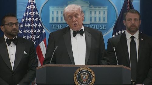 Donald Trump speaking after the dinner.