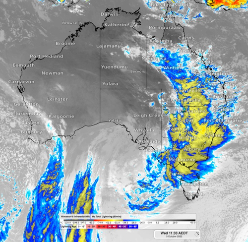 The image below, taken just before midday on Wednesday (AEDT), illustrates the scale of the system.