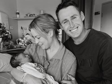 Marnus and Rebekah Labuschange with their newborn daughter Hallie