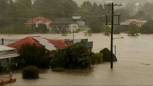 Streets and houses flooded in Dungog. (Higgins Storm Chasing)