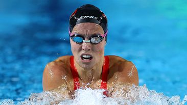 Abbey Harkin competing at the Australian Paris 2024 swimming trials on Friday night.