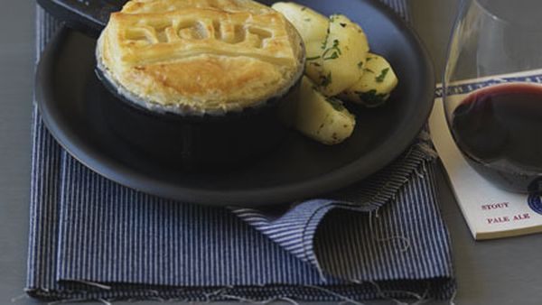 Beef, mushroom and Guinness pie