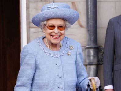 Queen Elizabeth II attending the Queen's Body Guard for Scotland (also known as the Royal Company of Archers) Reddendo Parade in the gardens of the Palace of Holyroodhouse, Edinburgh, Scotland on June 30, 2022. Members of the Royal Family are spending a Royal Week in Scotland, carrying out a number of engagements between Monday June 27 and Friday July 01, 2022. (Photo by Jane Barlow/WPA Pool/Getty Images)