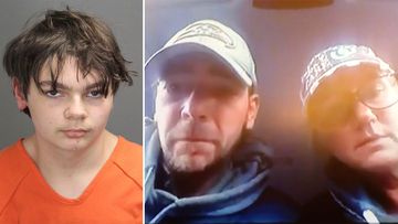 Authorities are searching for James and Jennifer Crumbley (right) who face involuntary manslaughter charges as their son Ethan Crumbley (left) is accused of killing four students at a Michigan high school. 