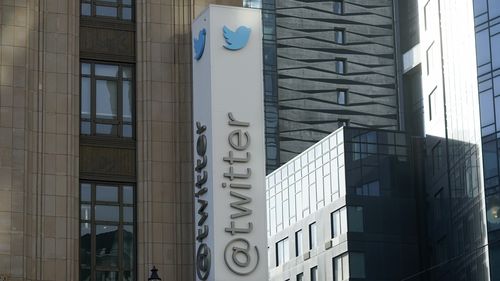 A Twitter headquarters sign is shown in San Francisco, Friday, Nov. 4, 2022. 