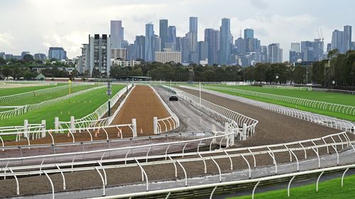 Melbourne skyline seen from Flemington Raceourse ahead of the 2025 Melbounre Cup