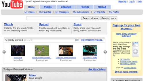 How YouTube looked later in 2005, when it first became a hit.
