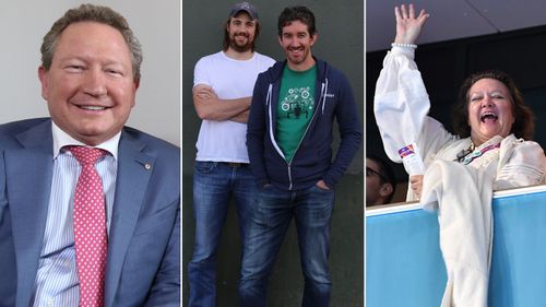 Andrew Forrest, Mike Cannon-Brookes and Scott Farquhar, Gina Rinehart