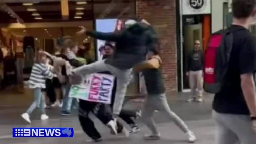 Man in animal costume attacked by trio in Adelaide's Rundle Mall