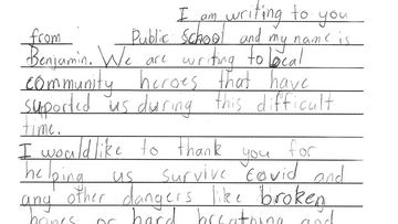 A young boy has sent a heartwarming letter thanking New South Wales paramedics for their work &quot;keeping people alive&quot;.