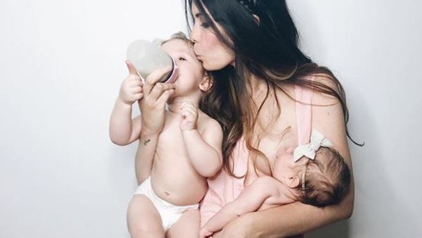 Milk made: Maya Vorderstrasse wanted to breastfeed as long as she could - but her milk dried up. Image: Instagram