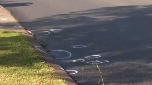 Police markings on the road where a hit and run took place in Perth.