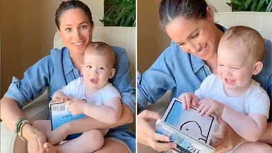 Meghan Markle and Archie Harrison Mountbatten-Windsor in a video released for his first birthday