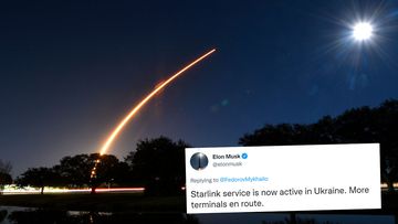 A SpaceX Falcon 9 rocket carrying 49 Starlink internet satellites launches from Kennedy Space Centre in Florida, in January 2022.