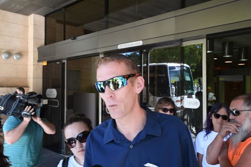 Ms Meyers' brother-in-law, Michael Bates, spoke outside court today. (AAP/AAP Image)