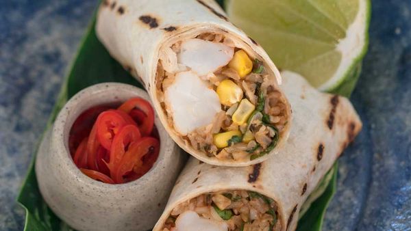 Tropical SunRice Rain Fed Rice Burrito. Recipe and image: Guy Turland for SunRice