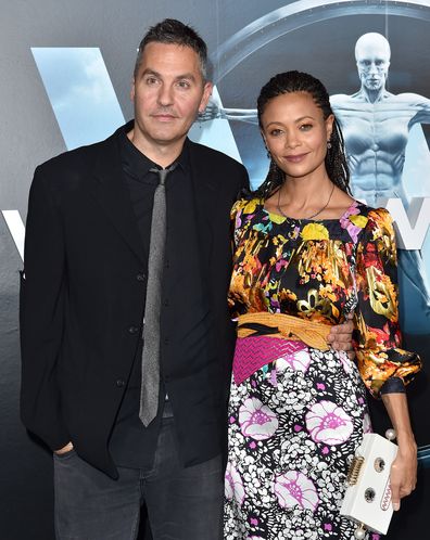Thandiwe Newton and husband Ol Parker arrive at the premiere of HBO's Westworld in 2016.