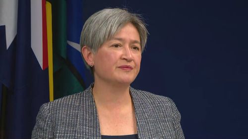 Foreign Minister Penny Wong during a press conference.