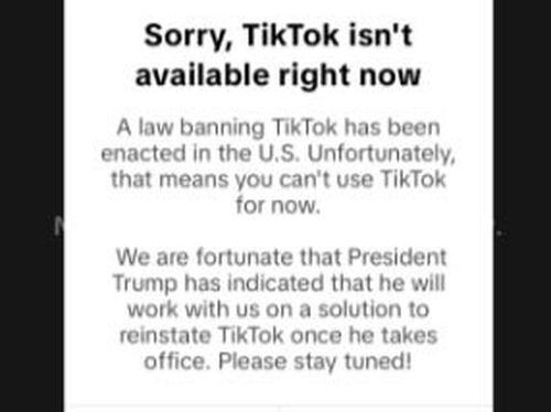 Visitors to the app were greeted with a message reading: "Sorry, TikTok isn't available right now.