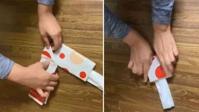 Mum's unique shopping bag folding technique delights and divides shoppers