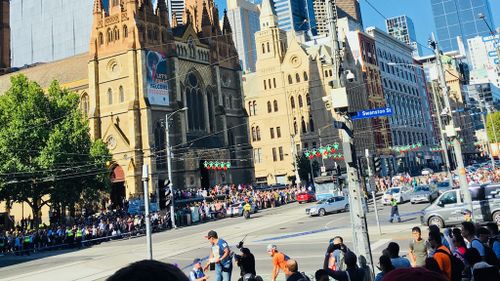 Commuters are stuck in Melbourne's CBD as emergency services treat the injured. (Image: Michael DiMarco)