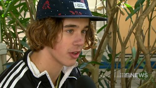 Peter used his skateboard to knock out the attacker. (9NEWS)