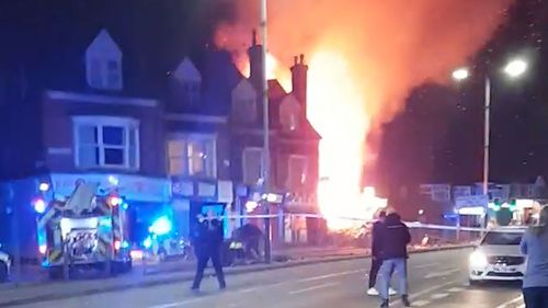 The scene after a 'major incident' was declared by police after reports of an explosion in Leicester. (AAP)