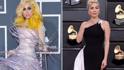 Lady Gaga's first Grammys red carpet outfit versus now