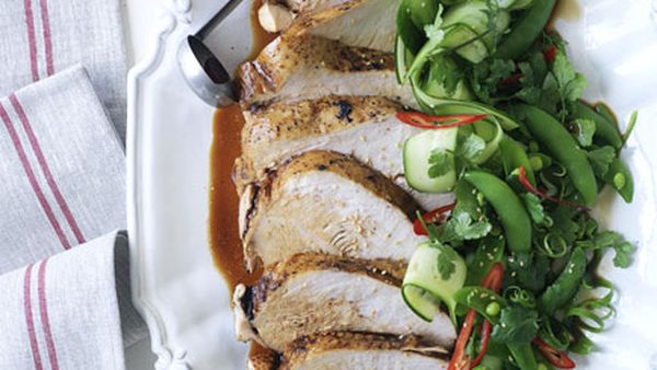 Soy-poached turkey breast
