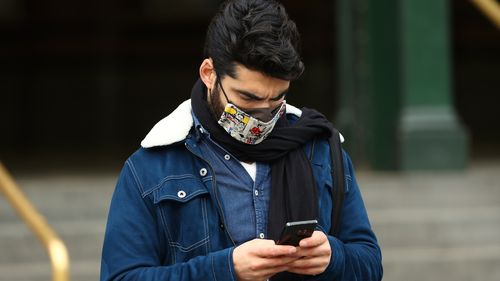 A man is seen wearing a face mask on July 22, 2020 in Melbourne ahead of the new wearing rule from midnight.
