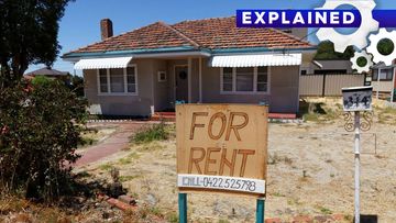 A handwritten for rent sign.