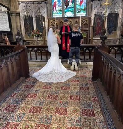 Bride and groom jeans