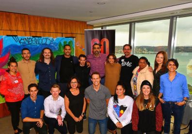 Brooke Boney and Adam Goodes supporting Indigenous art.