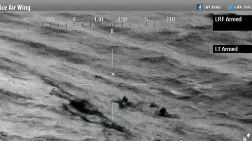 By this point the three had drifted almost two kilometres from where they are thought to have fallen in. (9NEWS)