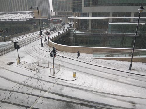 Crunchy underfoot as London's workers head to the office. Picture: AAP