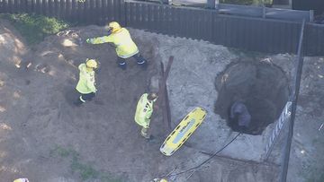 A man has been buried in a sinkhole in Perth&#x27;s northern suburbs.﻿He is about three to four metres down in the backyard of a home at Hillarys.