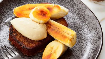 Recipe: Anna Polyviou's <a href="http://kitchen.nine.com.au/2017/07/11/22/19/anna-polyvious-banana-chai-cake" target="_top">banana chai cake and caramelised banana with Expressi Chai Latte cream</a>