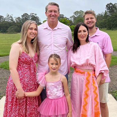Glenn McGrath and Sara Leonardi with their blended family