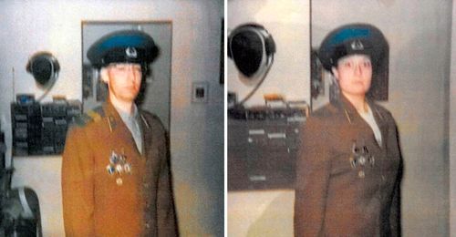 Polaroids showed the pair wearing KGB uniforms