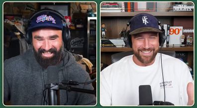 Jason Kelce (left), Travis Kelce (right)