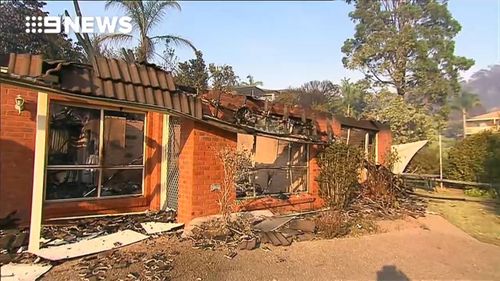 A property gutted by fire in Tathra today. Picture: 9News