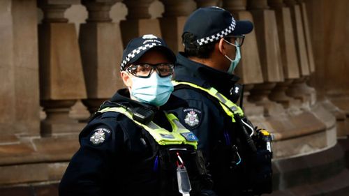 Police on patrol in Melbourne during the stage four lockdown.