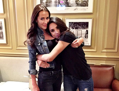 Jessica Mulroney and Meghan Markle hugging