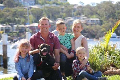 Jen Armstrong with her partner Danny and their children, Isabel, Harvey and Oliver, and dog Rosie.