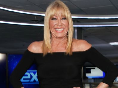 Actress Suzanne Somers visits Extra at Burbank Studios on February 19, 2020 in Burbank, California. 