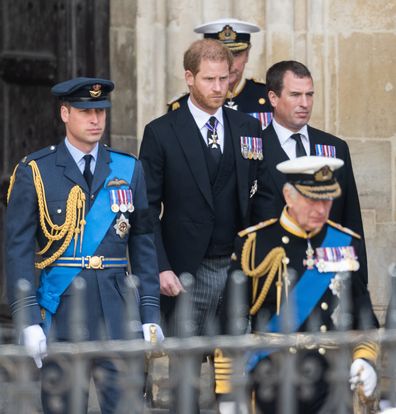 Princes William and Harry attend Prince Philip's funeral on September 19. 